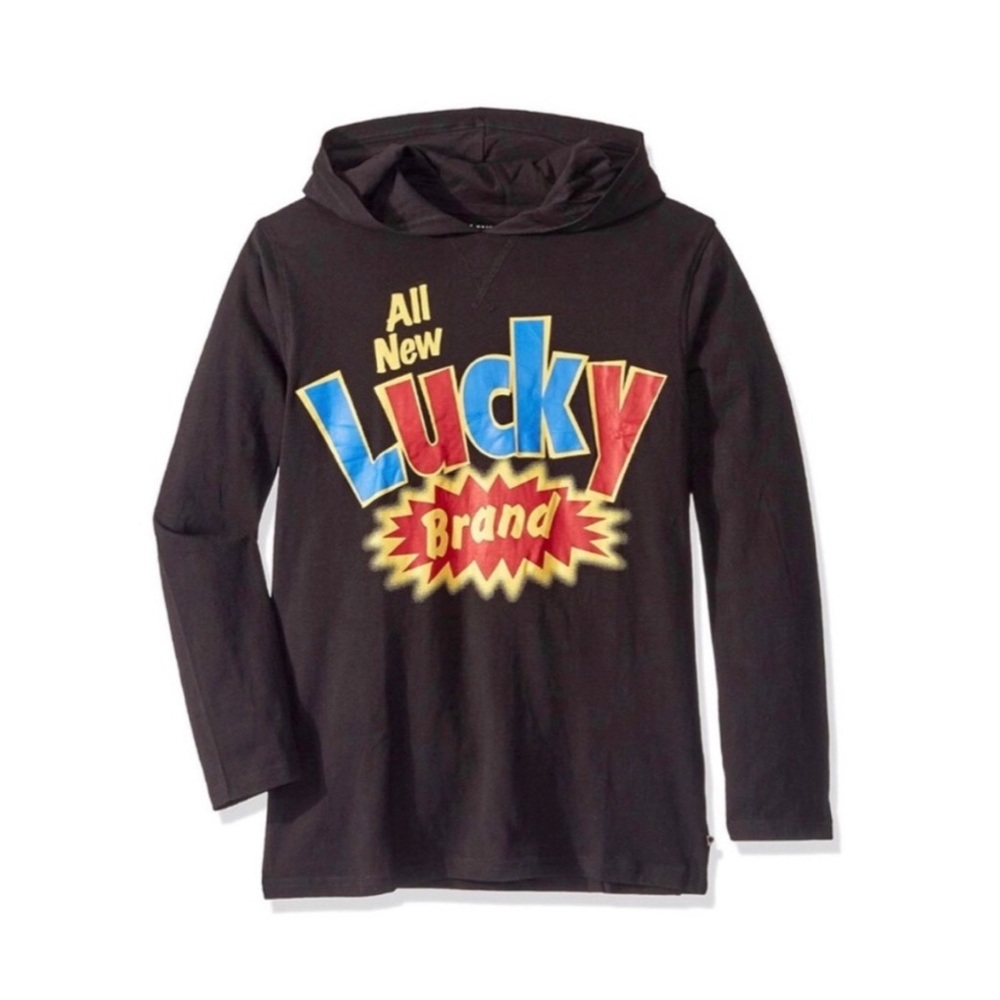 Lucky Brand Black Hoodie Long Sleeve Big Boys Size M NWT $34.50